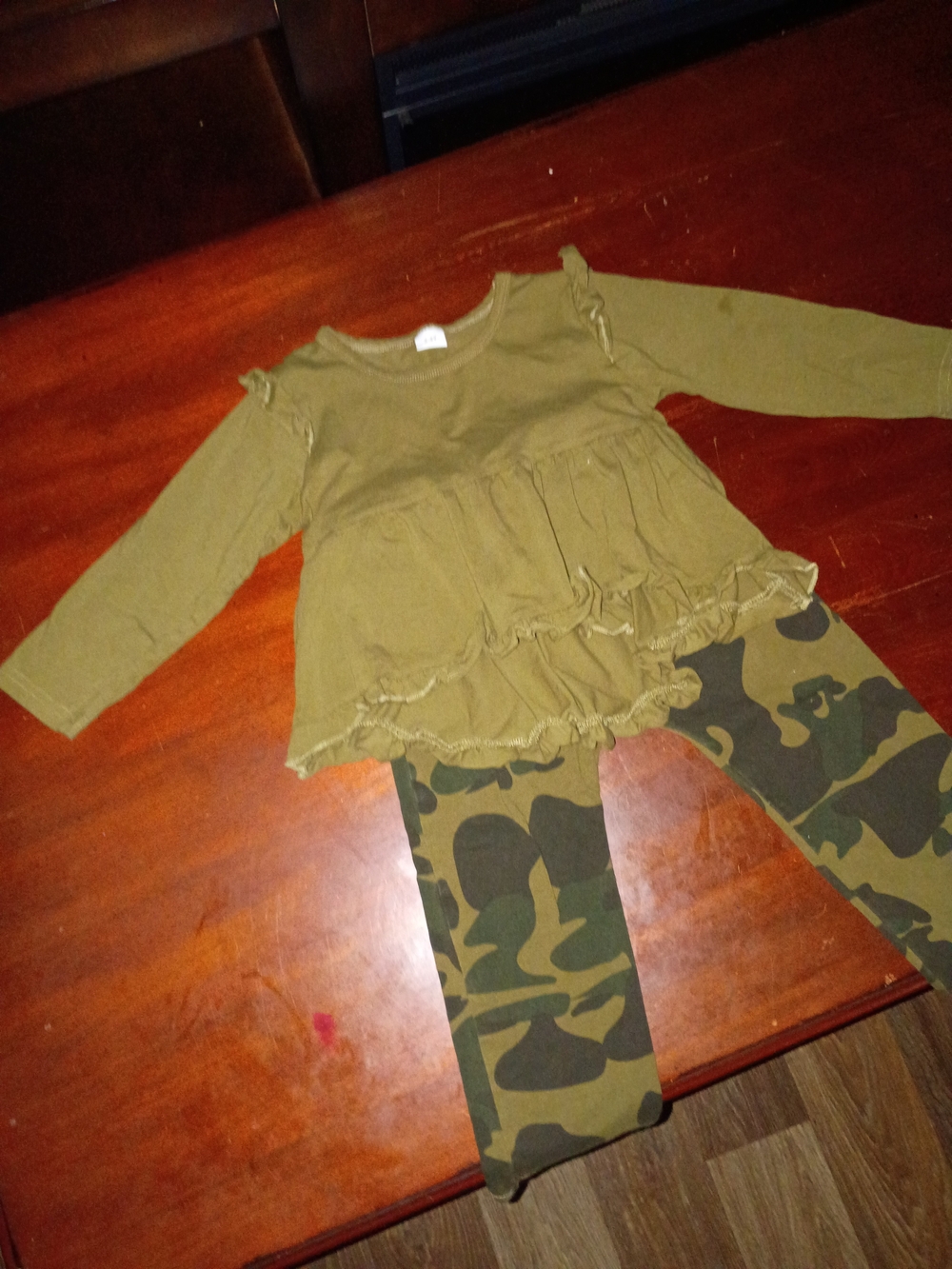 Girls Olive Ruffle Tunic Top - Olive Green
